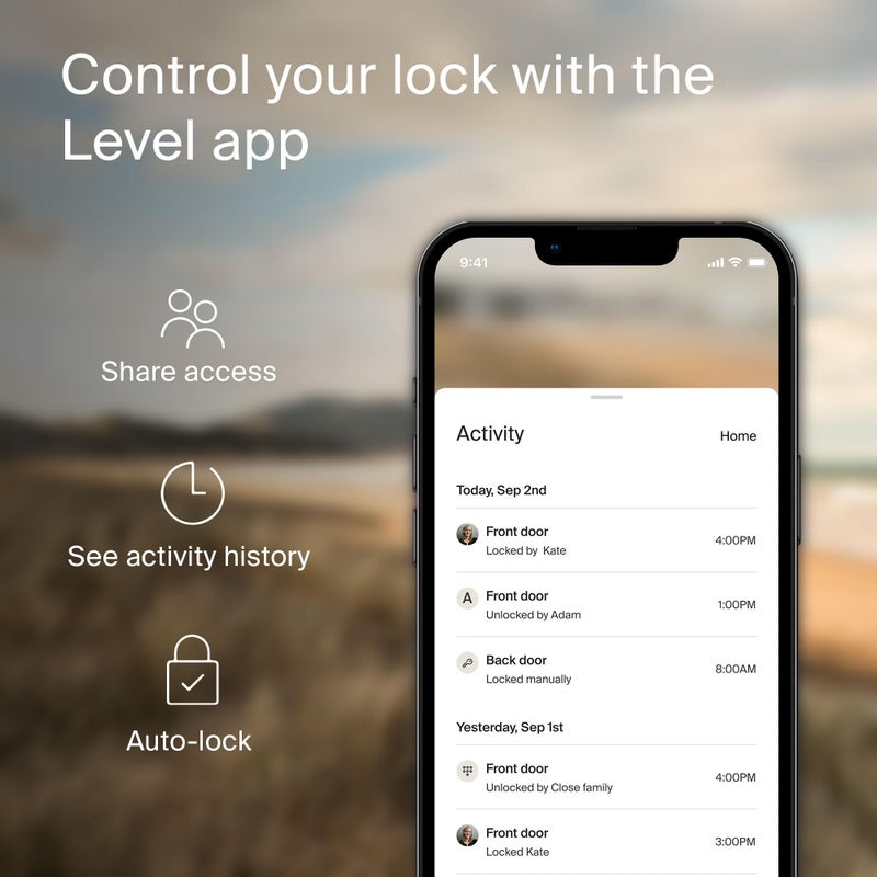 ليفل قفل المستوى + قفل Deadbolt الذكي - أصغر قفل ذكي في العالم بالإضافة إلى مفاتيح Apple Home - تطبيق Level لنظامي التشغيل iOS وAndroid - يعمل مع Apple Home (أسود غير لامع) - Image 3